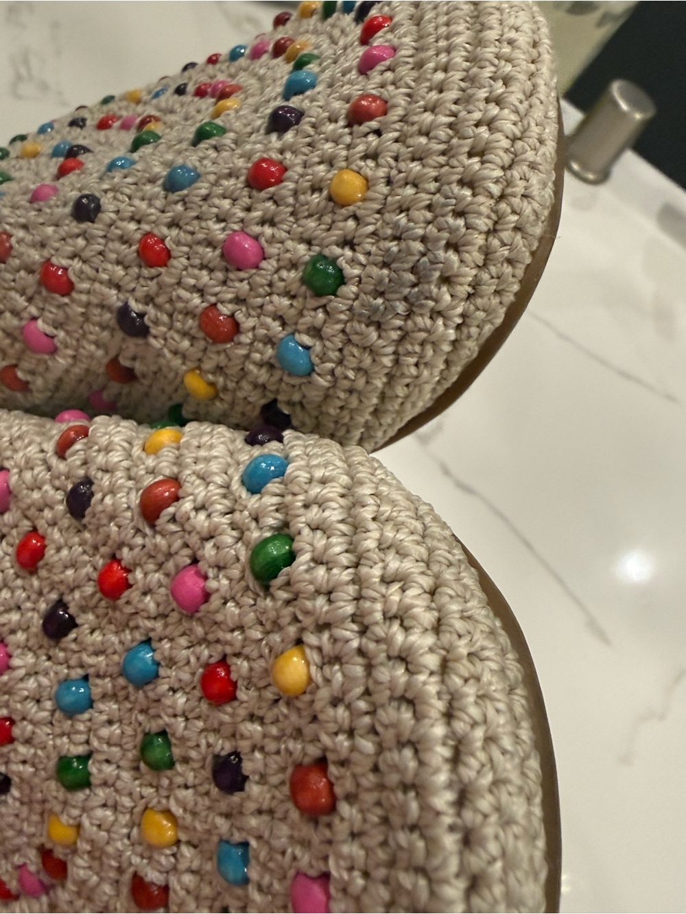 The Sak Crochet Slide Mules in Beige with Multicolor Beads, WORN TWICE‼️ - Picture 5 of 5